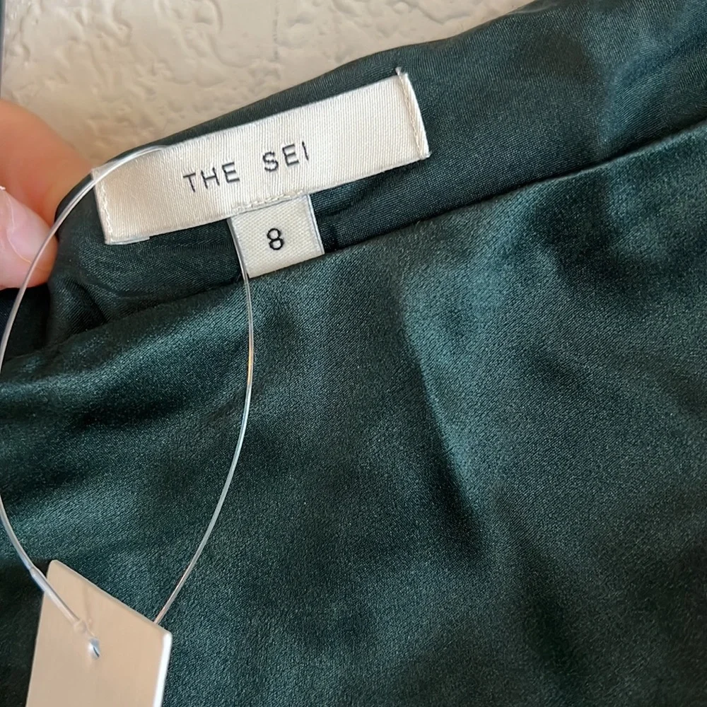 The Sei One Shoulder Midi Dress in Hunter - Picture 13 of 16